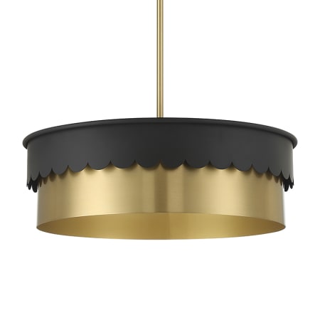 Bellevue 4 Light 20" Wide Pendant Matte Black and Natural Brass