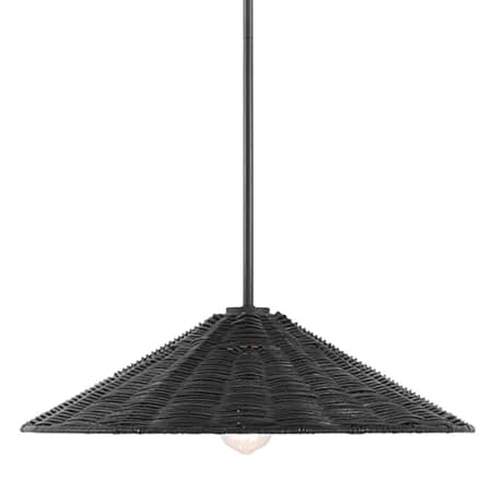 Bellevue 20" Wide Pendant with Rattan Shade Matte Black