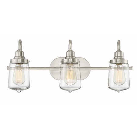 Bellevue 3 Light 24" Wide Vanity Light with Clear Glass Shades Brushed Nickel
