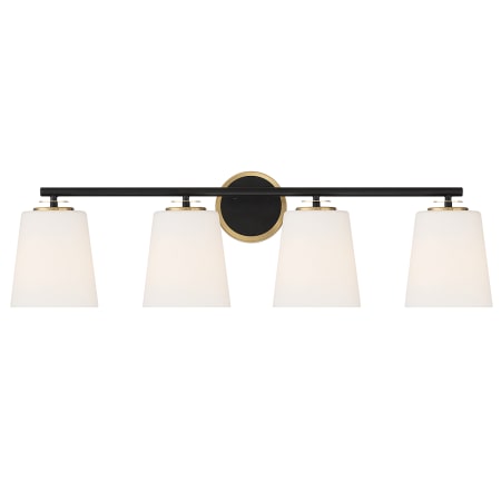 Bellevue 4 Light 33" Wide Vanity Light Matte Black and Natural Brass