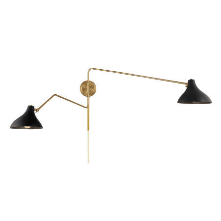 Bellevue 2 Light 21" Tall Hardwired or Plug-In Wall Sconce Matte Black / Natural Brass