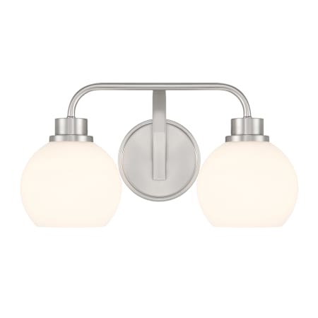 Bellevue Meridian 2 Light 16" Wide Vanity Light with Opal Glass Shades Brushed Nickel