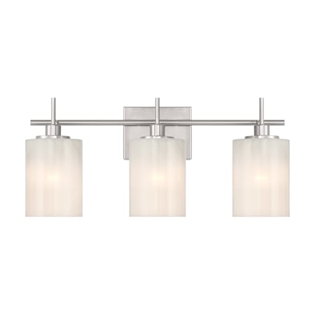 Bellevue 3 Light 22" Wide Vanity Light with Strié Glass Shades Brushed Nickel