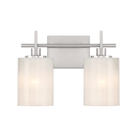 Bellevue 2 Light 14" Wide Vanity Light with Strié Glass Shades Brushed Nickel