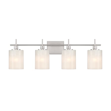 Bellevue 4 Light 31" Wide Vanity Light with Strié Glass Shades Brushed Nickel
