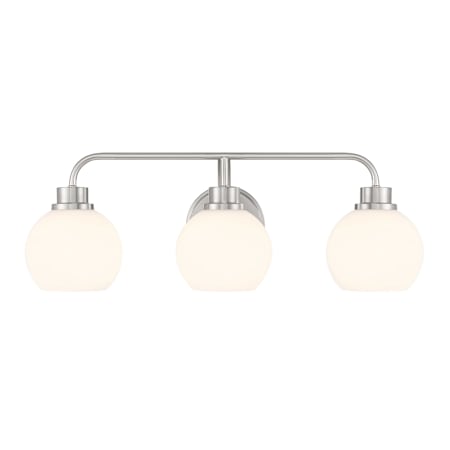 Bellevue 3 Light 24" Wide Vanity Light with Opal Glass Shades Brushed Nickel