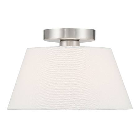 Bellevue 12" Wide Semi-Flush Ceiling Fixture with Linen Shade Brushed Nickel