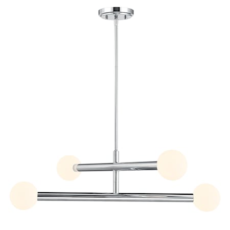 Bellevue 4 Light 30" Wide Chandelier with Opal Glass Shades Chrome