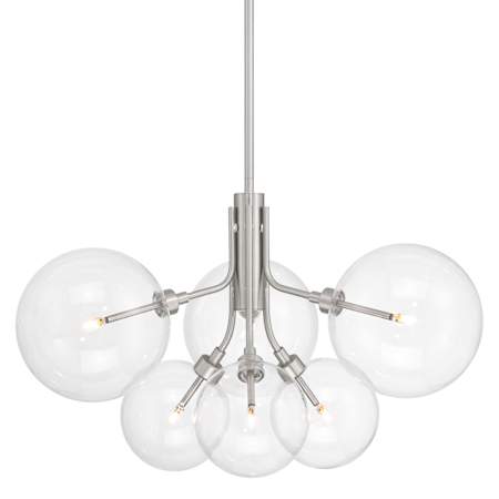 Bellevue 6 Light 27" Wide LED Chandelier with Clear Glass Shades Brushed Nickel