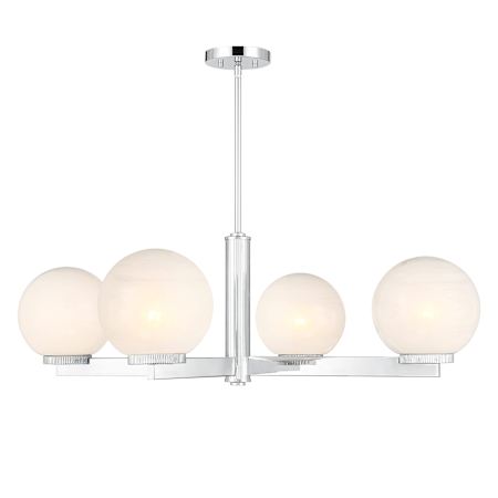 Bellevue Meridian 4 Light 38" Wide Chandelier with Strié Glass Shades Chrome