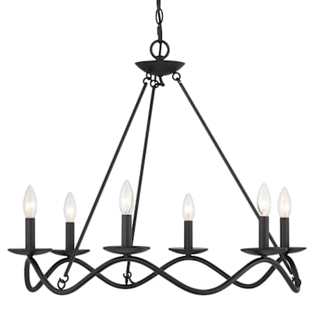 Bellevue 6 Light 28" Wide Taper Candle Style Chandelier Matte Black