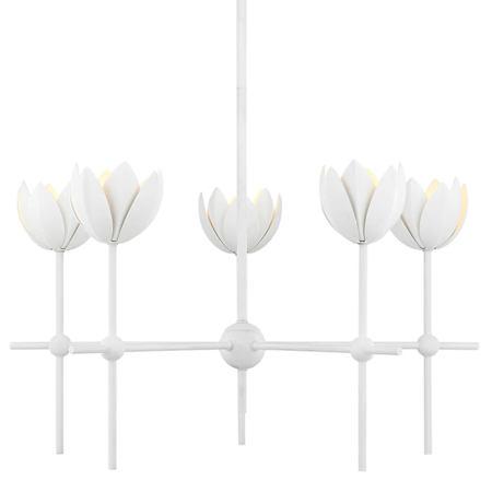 Bellevue 5 Light 26" Wide Chandelier with Floral Shades Bisque White
