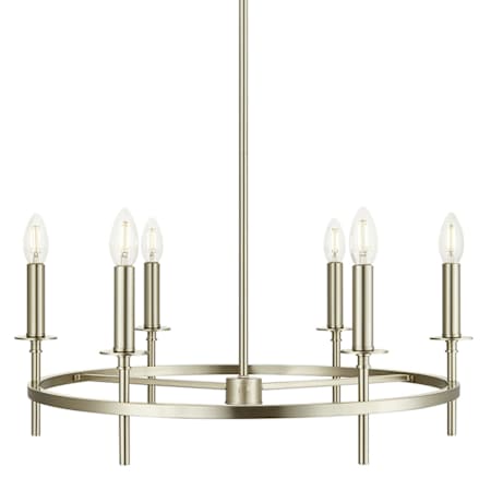 Bellevue 6 Light 25" Wide Taper Candle Style Chandelier Brushed Nickel