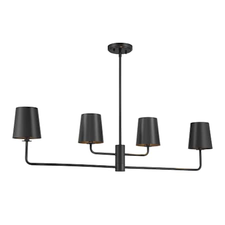 Bellevue Meridian 4 Light 42" Wide Linear Chandelier Matte Black