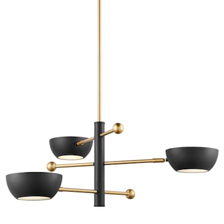 Bellevue 3 Light 34" Wide Chandelier Matte Black / Natural Brass