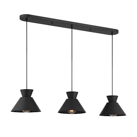 Bellevue 3 Light 40" Wide Linear Pendant Matte Black