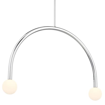 Bellevue Meridian 2 Light 34" Wide Abstract Chandelier with Opal Glass Shades Chrome