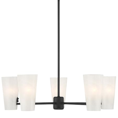 Bellevue 5 Light 30" Wide Chandelier with Strié Glass Shades Matte Black
