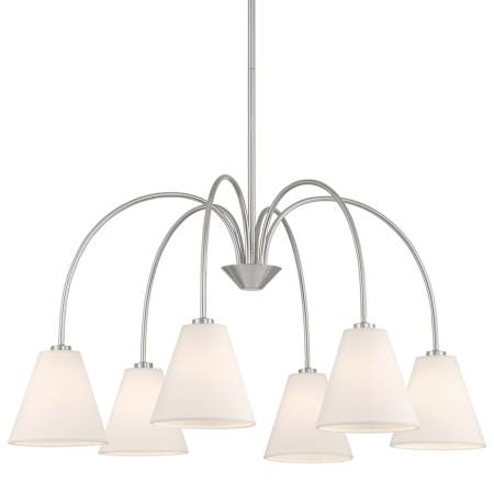 Bellevue Meridian 6 Light 30" Wide Chandelier with Linen Shades Brushed Nickel