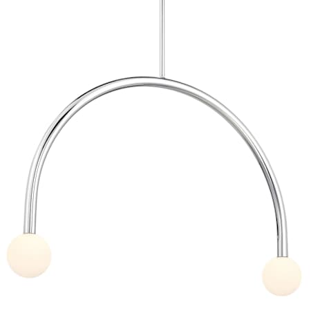 Bellevue 2 Light 34" Wide Linear Chandelier with Opal Glass Shades Chrome
