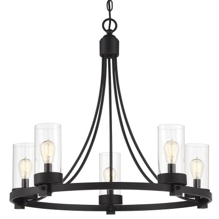 Bellevue 5 Light 26" Wide Pillar Candle Chandelier Matte Black