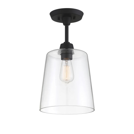 Bellevue 10" Wide Semi-Flush Ceiling Fixture with Clear Glass Shade Matte Black