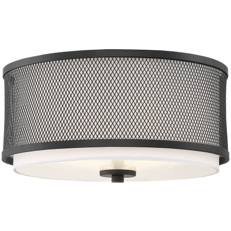 Bellevue 15" Wide Flush Mount Ceiling Fixture with Decorative Metal Grate Matte Black