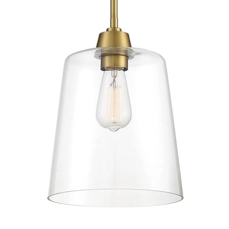 Bellevue Single Light 10" Wide Mini Pendant with Clear Glass Shade Natural Brass