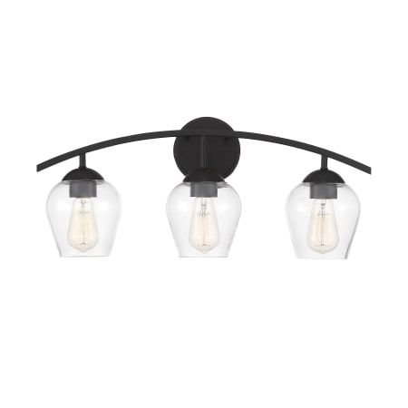 Bellevue 3 Light 24" Wide Bathroom Vanity Light with Clear Glass Shades Matte Black
