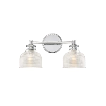 Bellevue 2 Light 16" Wide Bathroom Vanity Light with Halophane Glass Shades Chrome