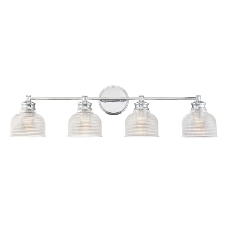 Bellevue 4 Light 32" Wide Bathroom Vanity Light with Halophane Glass Shades Chrome