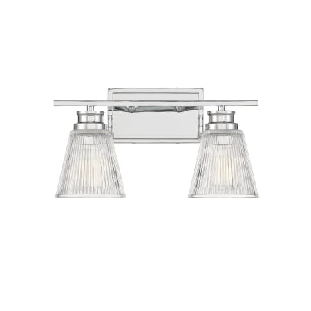 Bellevue 2 Light 16" Wide Bathroom Vanity Light with Ribbed Glass Shades Chrome