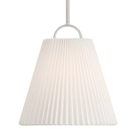 Bellevue 15" Wide Pendant with Knife-Pleated Fabric Shade Brushed Nickel