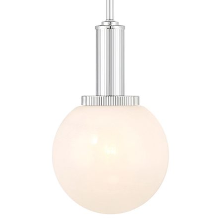 Bellevue Meridian 8" Wide Mini Pendant with Strié Glass Shade Chrome
