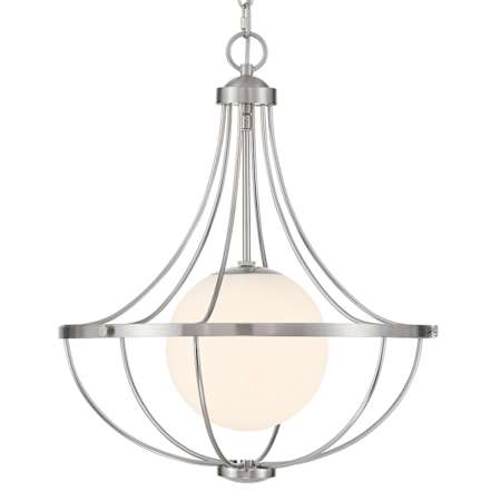 Bellevue 18" Wide Pendant with Opal Glass Shade Brushed Nickel