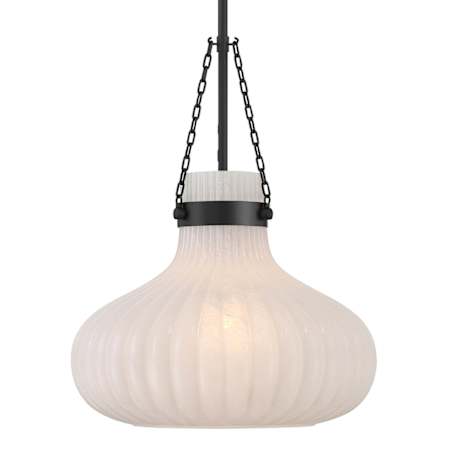 Bellevue Meridian 15" Wide Pendant with Strié Glass Shade Matte Black