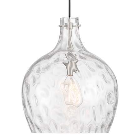 Bellevue 13" Wide Pendant with Clear Hammered Glass Shade Brushed Nickel