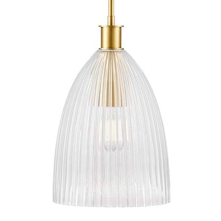 Bellevue 10" Wide Mini Pendant with Clear Pleated Glass Shade Natural Brass