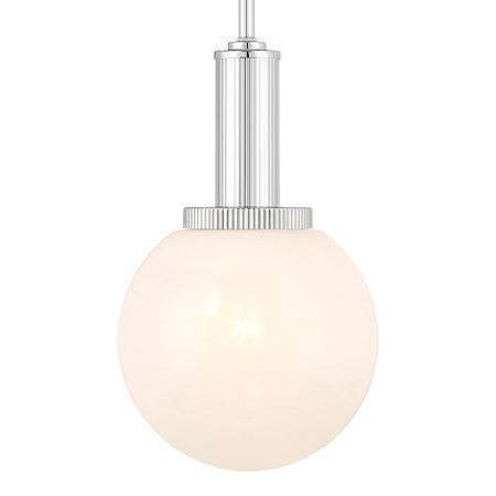 Bellevue 8" Wide Mini Pendant with Strié Glass Shade Chrome