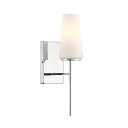 Bellevue 16" Tall Bathroom Sconce with Fluted Opal Glass Shade Chrome