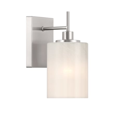 Bellevue 10" Tall Bathroom Sconce with Strié Glass Shade Brushed Nickel