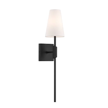 Bellevue 24" Tall Bathroom Sconce with Linen Shade Matte Black