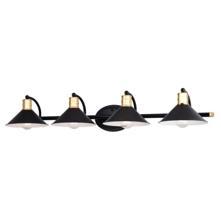 Bellevue Norkal 38" Wide 4 Light Vanity Light Matte Black / Natural Brass