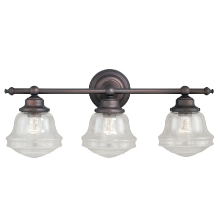 Bellevue Kash 3 Light 24" Wide Bathroom Vanity Light with Glass Shades Oil Rubbed Bronze
