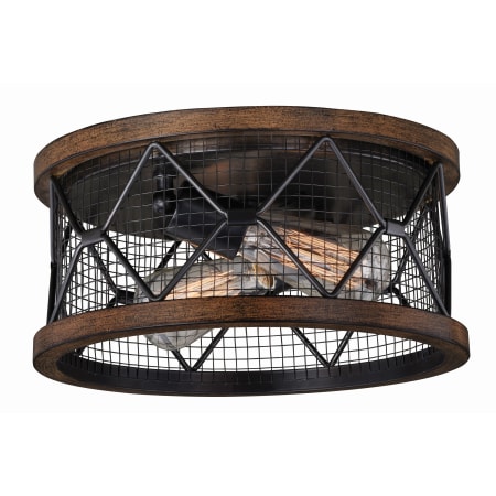 Bellevue Darin 2 Light 13" Wide Flush Mount Drum Ceiling Fixture Oil Rubbed Bronze / Burnished Teak