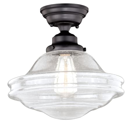 Bellevue Kash Single Light 12" Wide Semi-Flush Ceiling Fixture with A Glass Shade Oil Rubbed Bronze