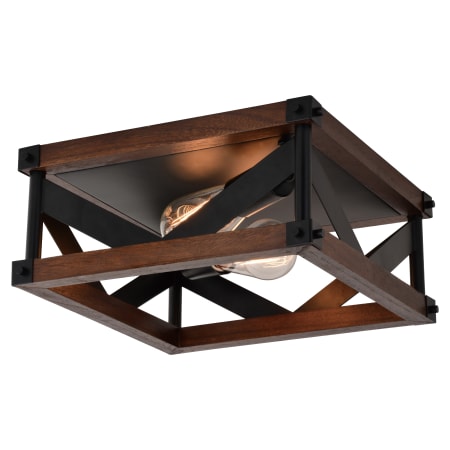 Bellevue Dwayne 2 Light 13" Wide Flush Mount Square Ceiling Fixture Matte Black / Sycamore