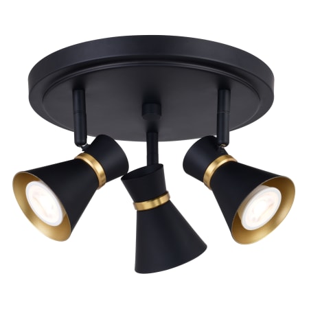 Bellevue Bingo 3 Light 11" Wide LED Semi-Flush Ceiling Fixture Matte Black / Satin Brass