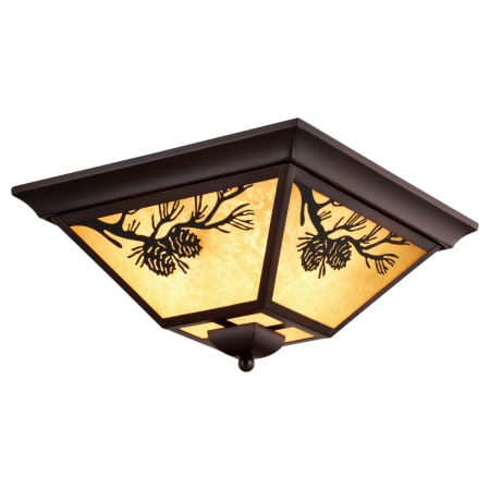Bellevue Frontier 14" Wide 3 Light Outdoor Flush Mount Pine Cone Motif Ceiling Fixture Warm Bronze