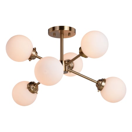 Bellevue Gravity 6 Light 25" Wide Semi-Flush Ceiling Fixture Muted Brass